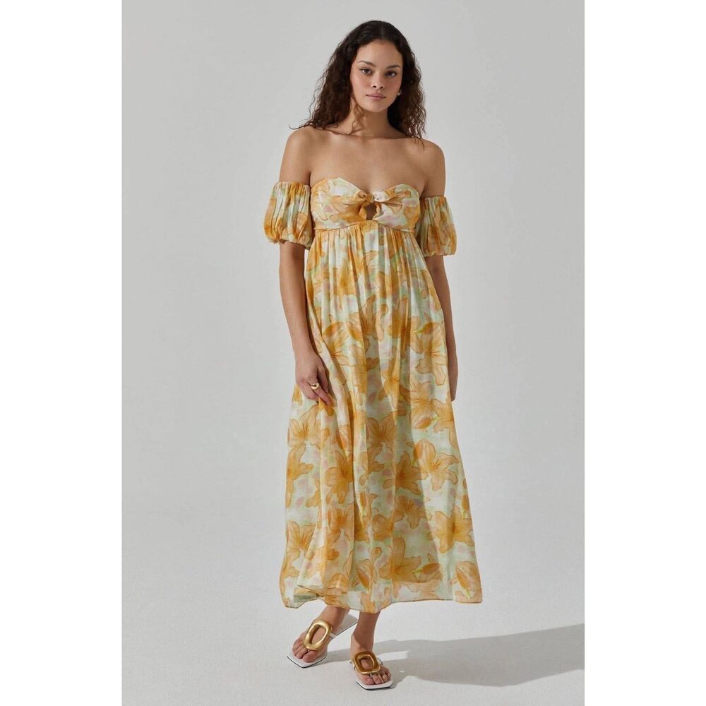 ASTR The Label Floral Off The Shoulder Midi Dress $169
